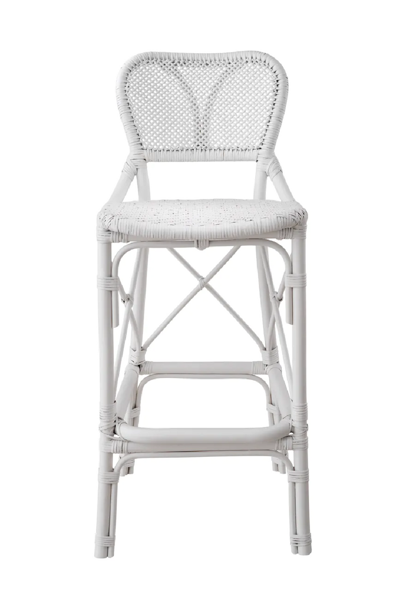 Chaise de bar en rotin blanc | Eichholtz Colony | Meubleluxe.fr