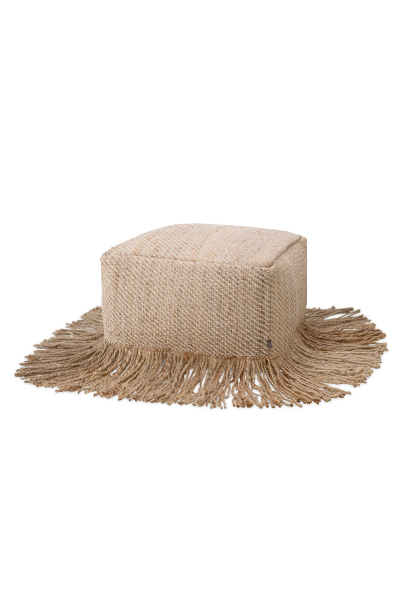 Pouf à franges en jute naturel | Eichholtz Vieste | Meubleluxe.fr