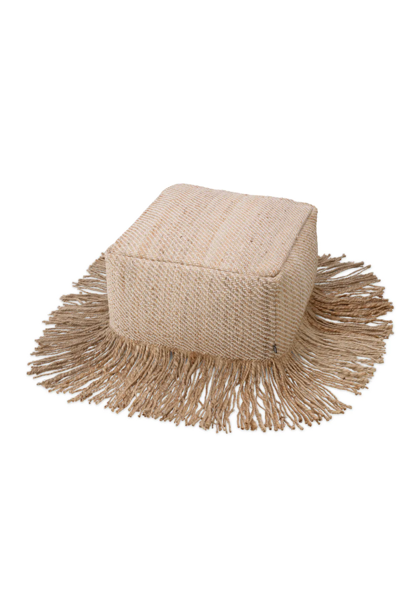 Pouf à franges en jute naturel | Eichholtz Vieste | Meubleluxe.fr