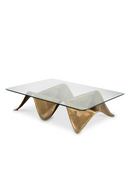 Table basse rectangulaire en laiton vieilli et verre transparent | Eichholtz Angelico | Meubleluxe.fr