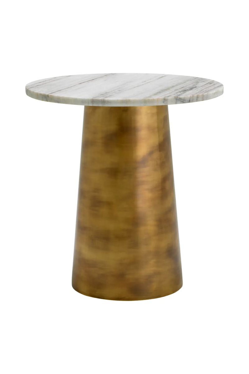 Table d'appoint ronde en laiton vintage et marbre blanc | Eichholtz Nuova | Meubleluxe.fr