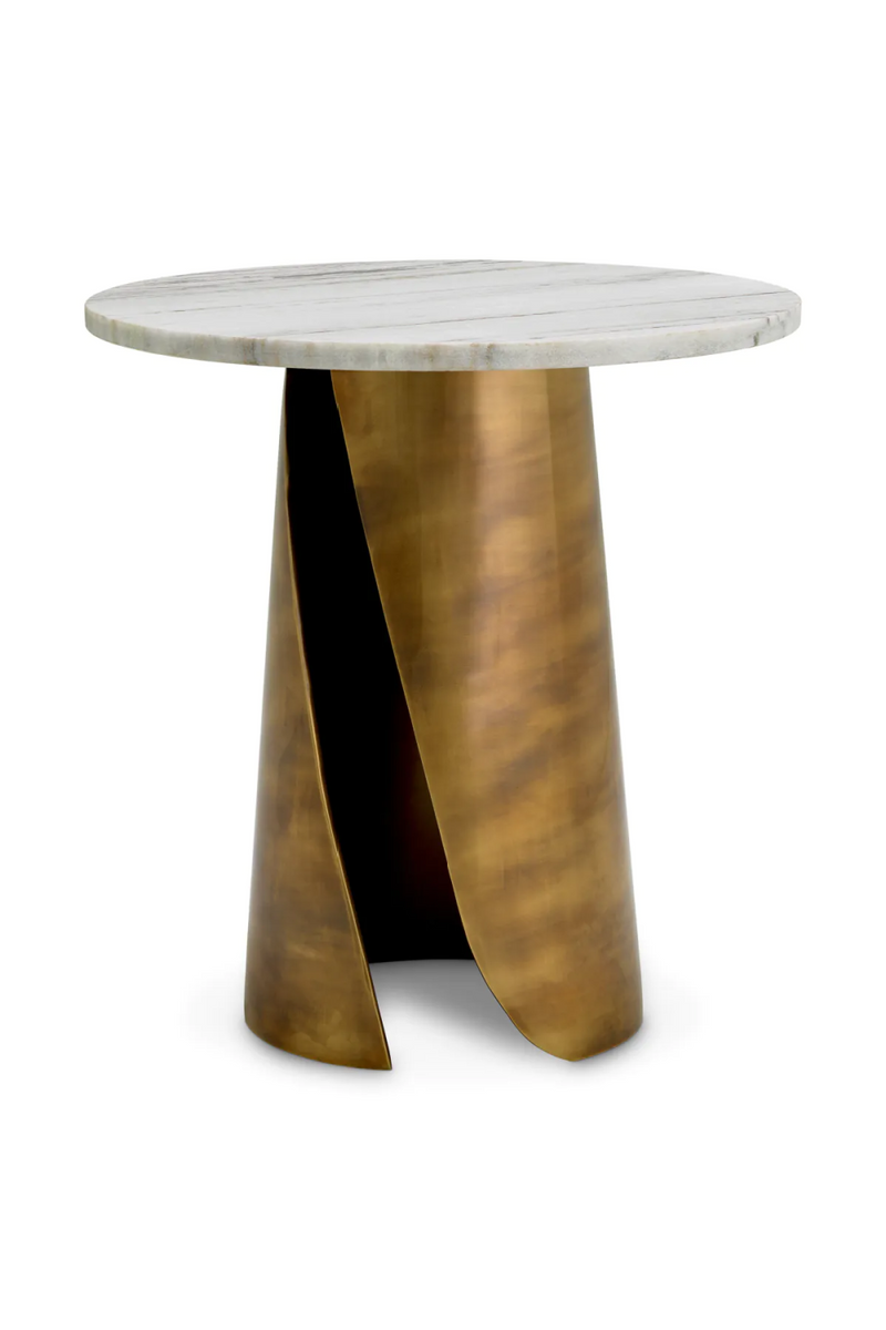 Table d'appoint ronde en laiton vintage et marbre blanc | Eichholtz Nuova | Meubleluxe.fr