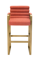 Chaise de bar en laiton brossé et en tissu orange | Eichholtz Olsen  | Meubleluxe.fr