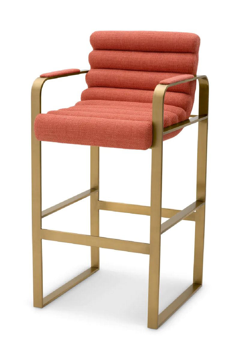 Chaise de bar en laiton brossé et en tissu orange | Eichholtz Olsen  | Meubleluxe.fr