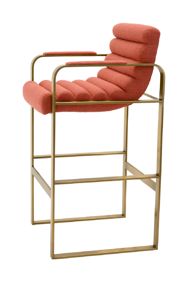 Chaise de bar en laiton brossé et en tissu orange | Eichholtz Olsen  | Meubleluxe.fr