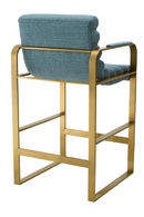 Chaise de comptoir en laiton brossé et en tissu bleu | Eichholtz Olsen | Meubleluxe.fr