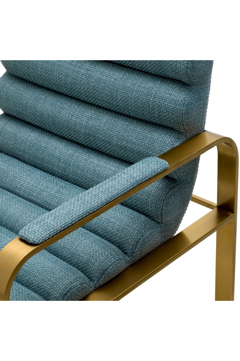 Chaise de comptoir en laiton brossé et en tissu bleu | Eichholtz Olsen | Meubleluxe.fr