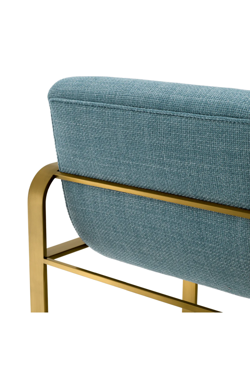 Chaise de comptoir en laiton brossé et en tissu bleu | Eichholtz Olsen | Meubleluxe.fr