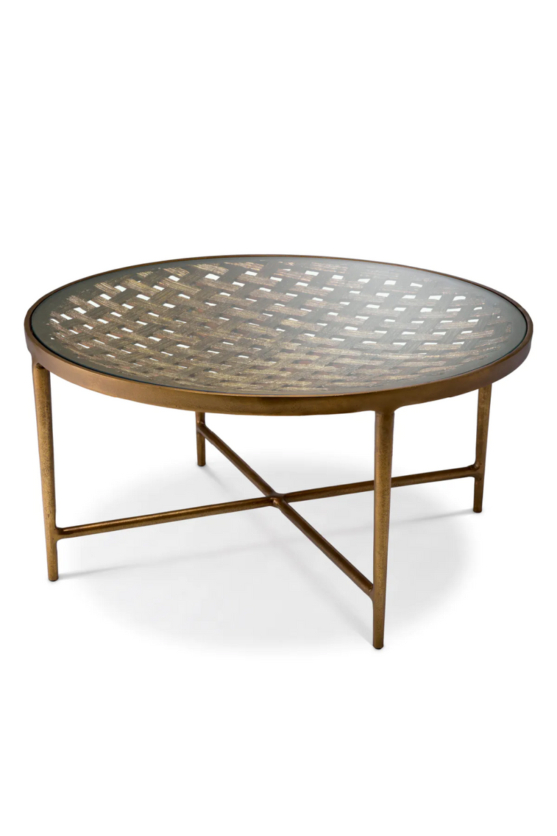 Table basse en laiton vieilli et verre transparent | Eichholtz Sorrento | Meubleluxe.fr