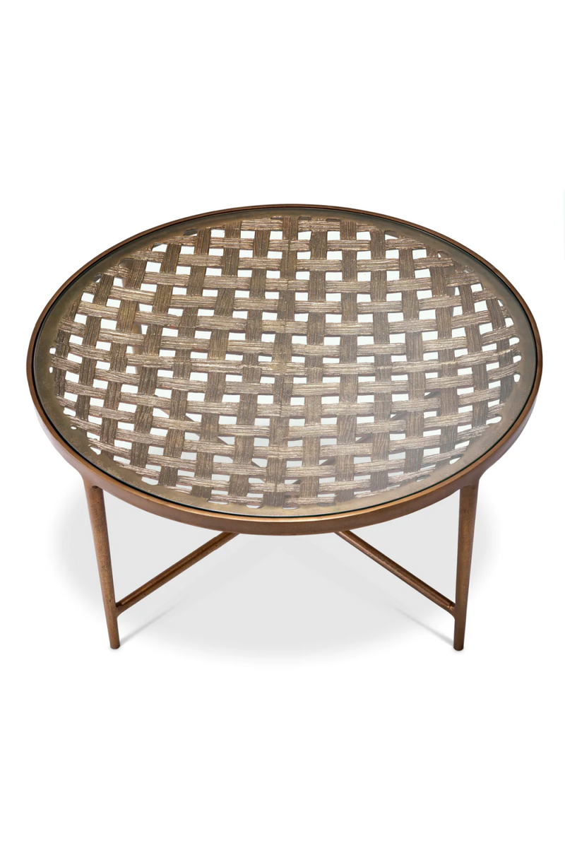 Table basse en laiton vieilli et verre transparent | Eichholtz Sorrento | Meubleluxe.fr