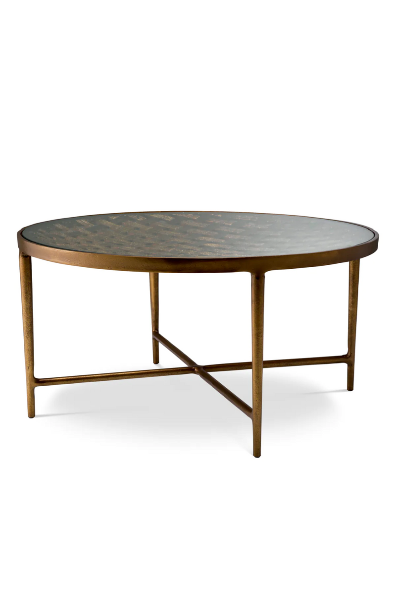 Table basse en laiton vieilli et verre transparent | Eichholtz Sorrento | Meubleluxe.fr