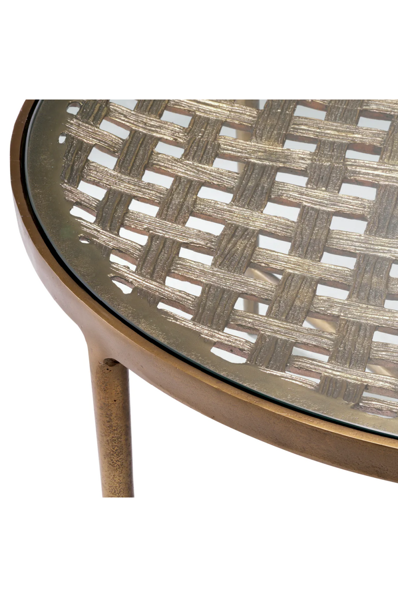 Table basse en laiton vieilli et verre transparent | Eichholtz Sorrento | Meubleluxe.fr