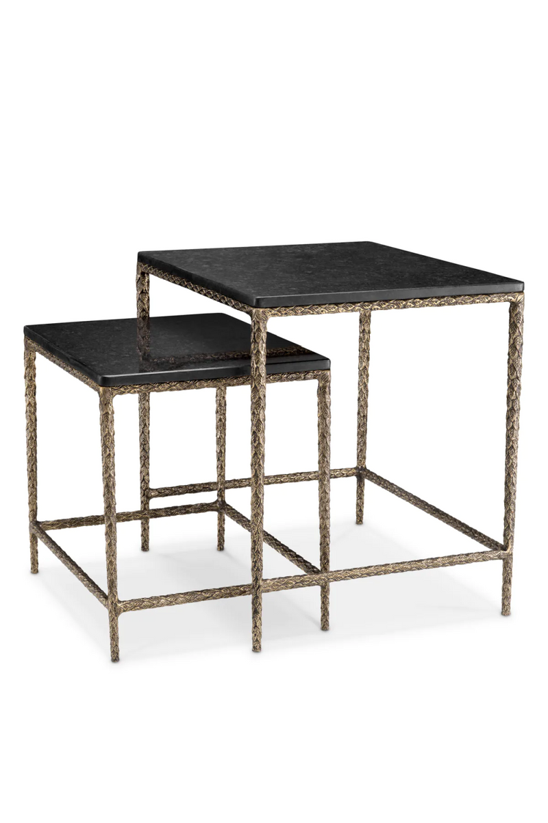 Table d'appoint en laiton vintage et en granit (lot de 2) | Eichholtz Ferndale | Meubleluxe.fr