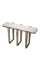 Console en laiton martelé et marbre beige | Eichholtz Orinda | Meubleluxe.fr