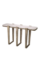 Console en laiton martelé et marbre beige | Eichholtz Orinda | Meubleluxe.fr