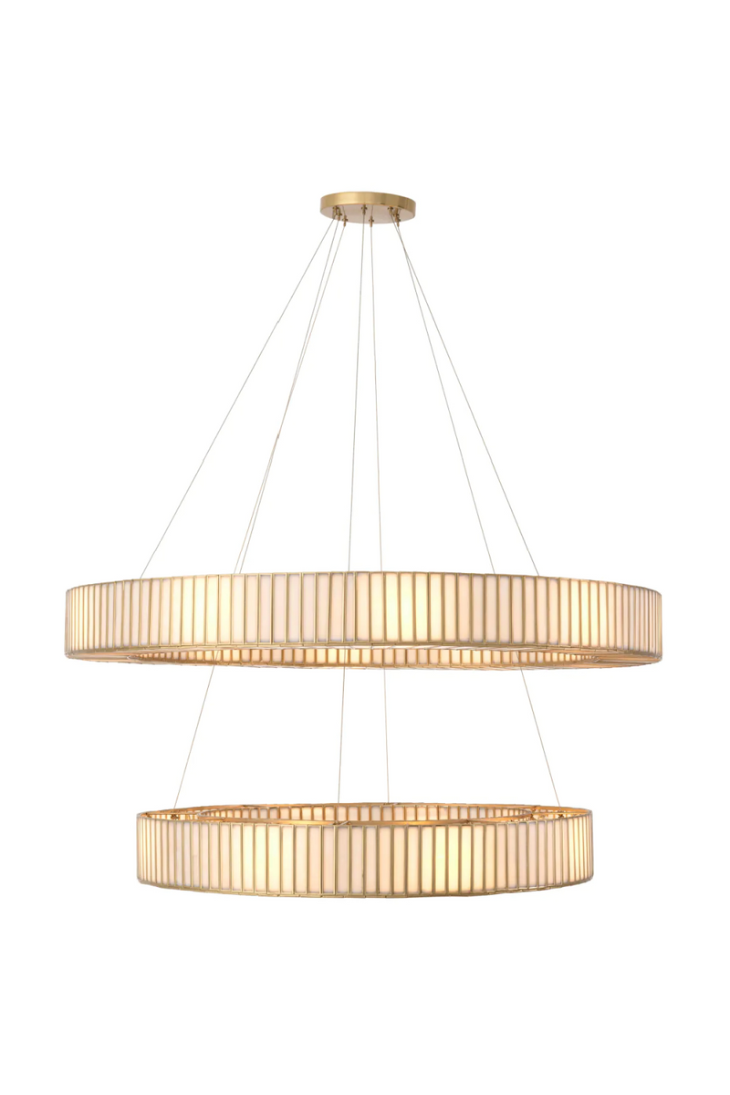 Lustre en laiton vieilli et en verre blanc | Eichholtz Monari Double | Meubleluxe.fr