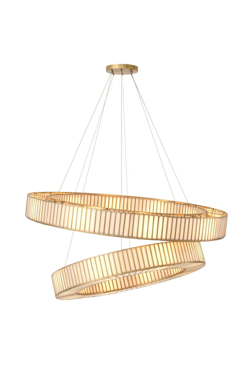 Lustre en laiton vieilli et en verre blanc | Eichholtz Monari Double | Meubleluxe.fr