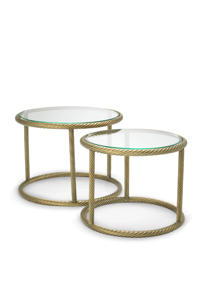 Table d'appoint en laiton et en verre (lot de 2) | Eichholtz Addison | Meubleluxe.fr