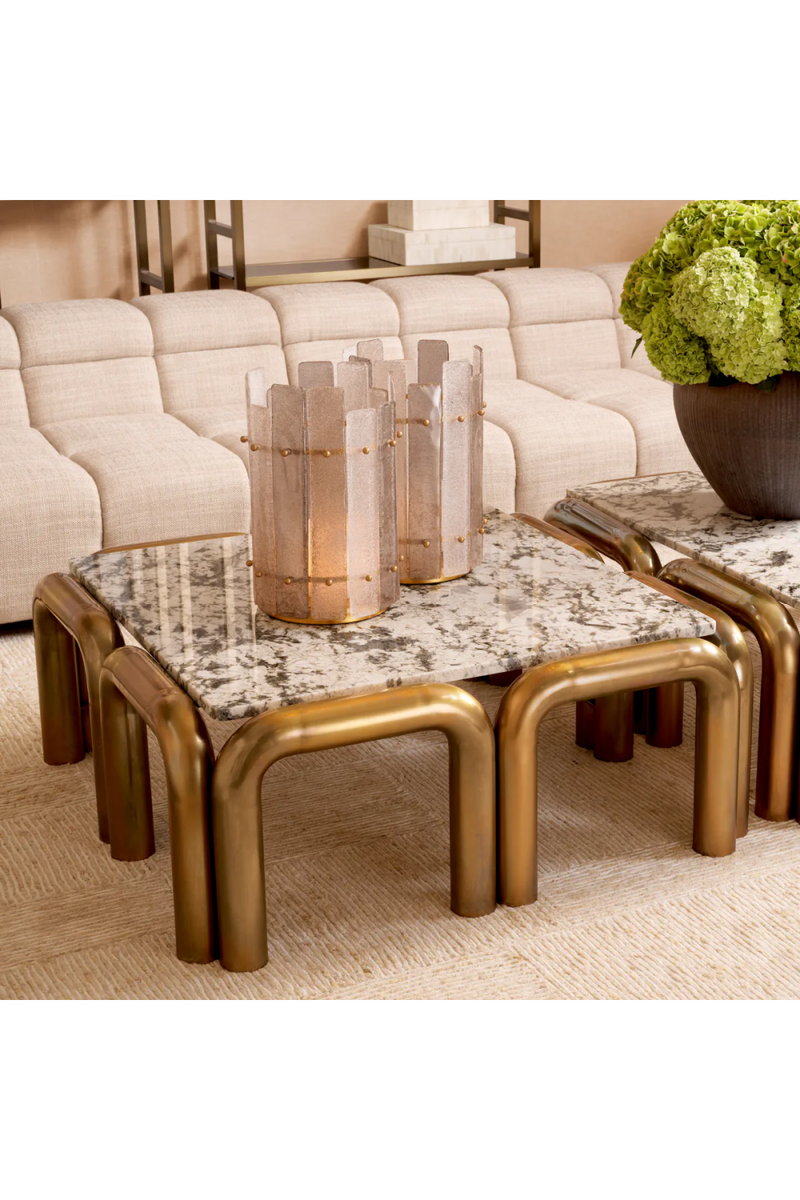 Table basse avec pieds en laiton vintage | Eichholtz Sunwood | OROA.fr