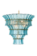 Lustre en laiton vieilli et verre bleu | Eichholtz Toscano | Meubleluxe.fr