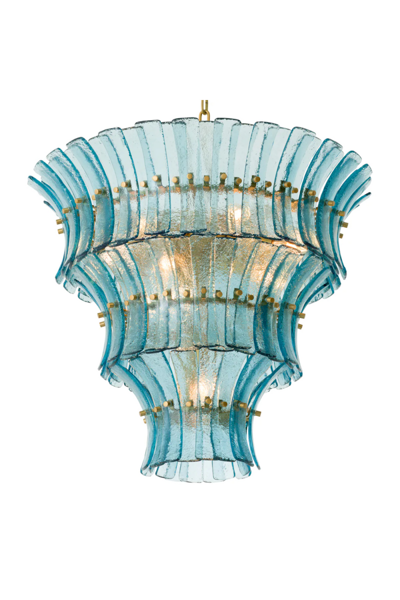 Lustre en laiton vieilli et verre bleu | Eichholtz Toscano | Meubleluxe.fr