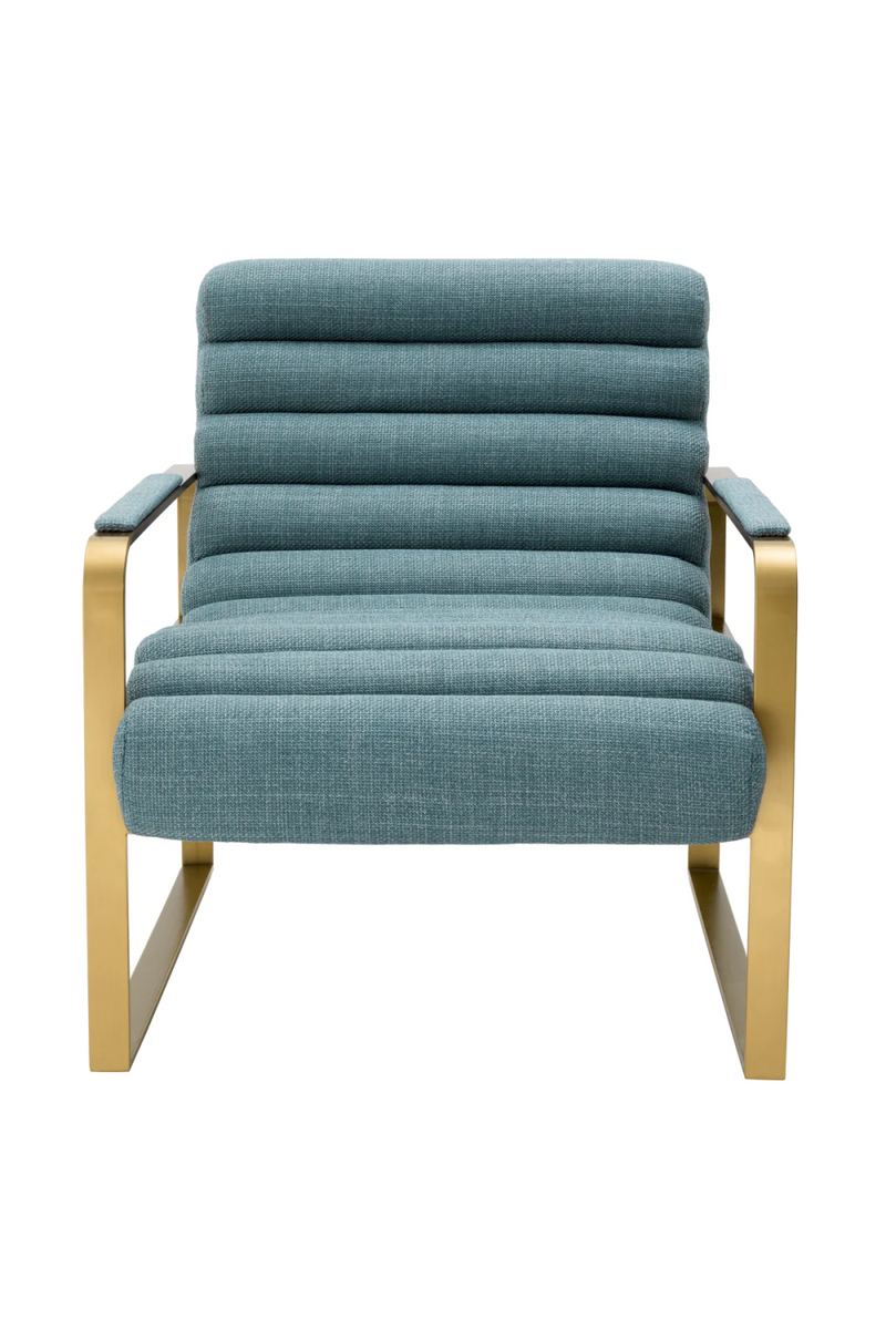 Fauteuil d'appoint en laiton brossé et en tissu bleu | Eichholtz Olsen | Meubleluxe.fr