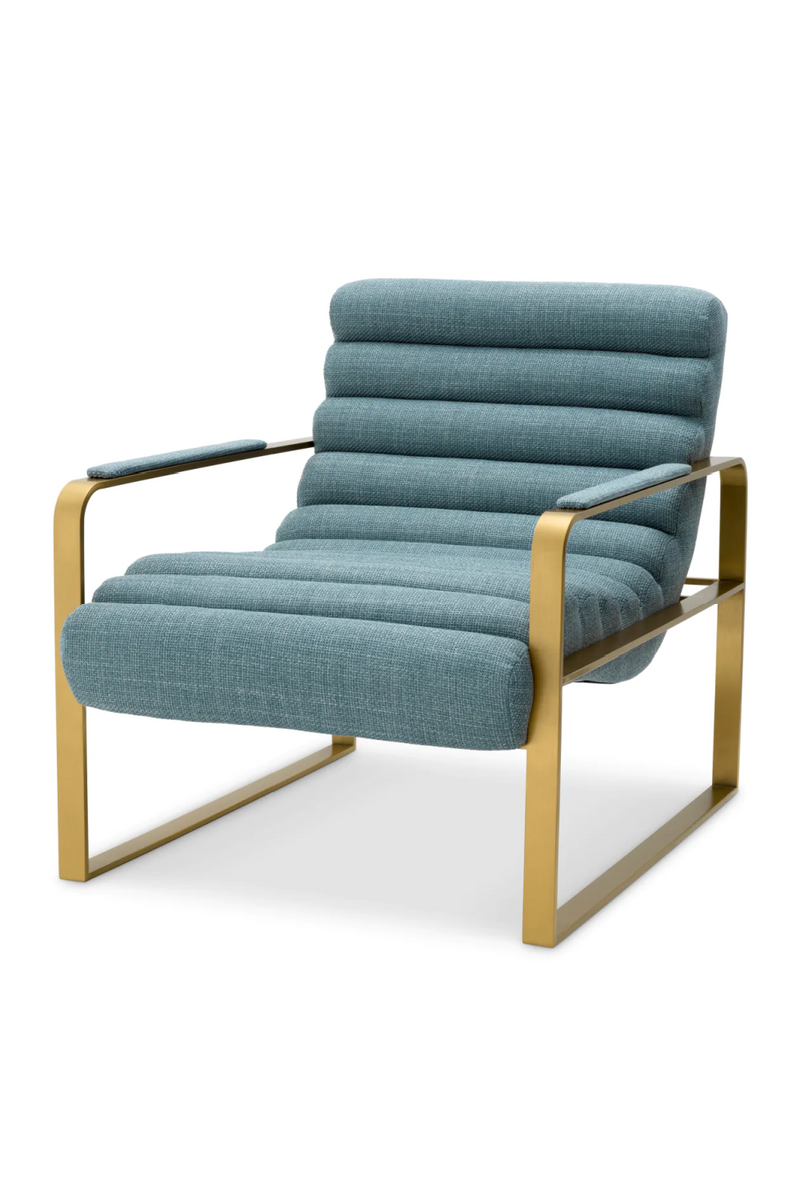 Fauteuil d'appoint en laiton brossé et en tissu bleu | Eichholtz Olsen | Meubleluxe.fr