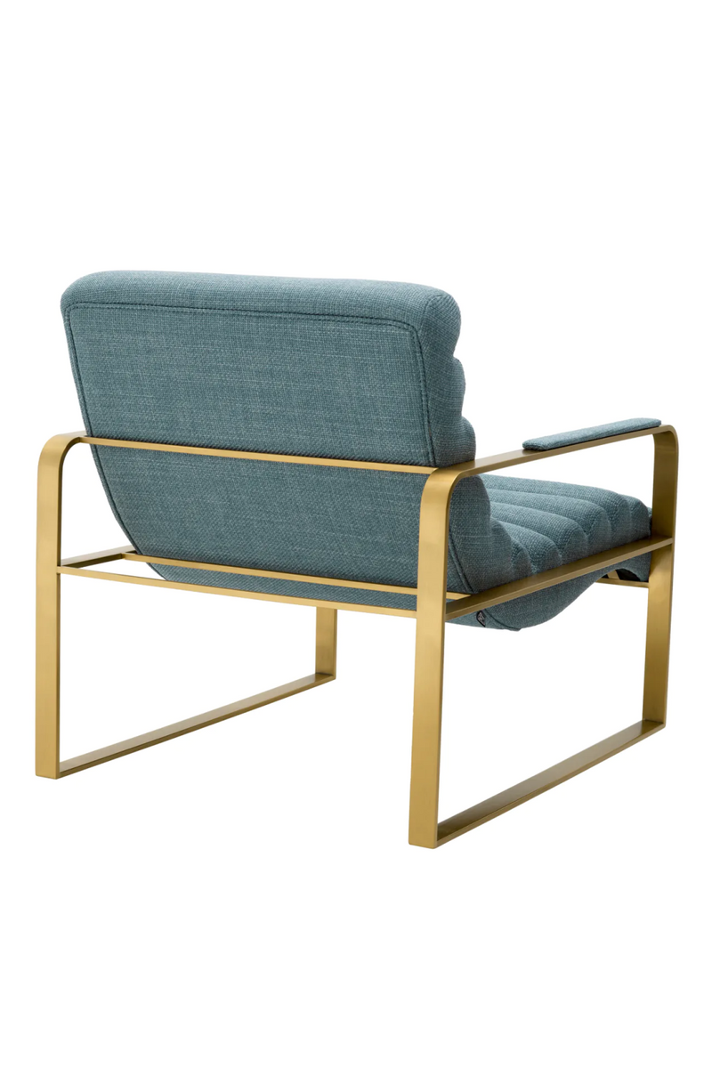 Fauteuil d'appoint en laiton brossé et en tissu bleu | Eichholtz Olsen | Meubleluxe.fr