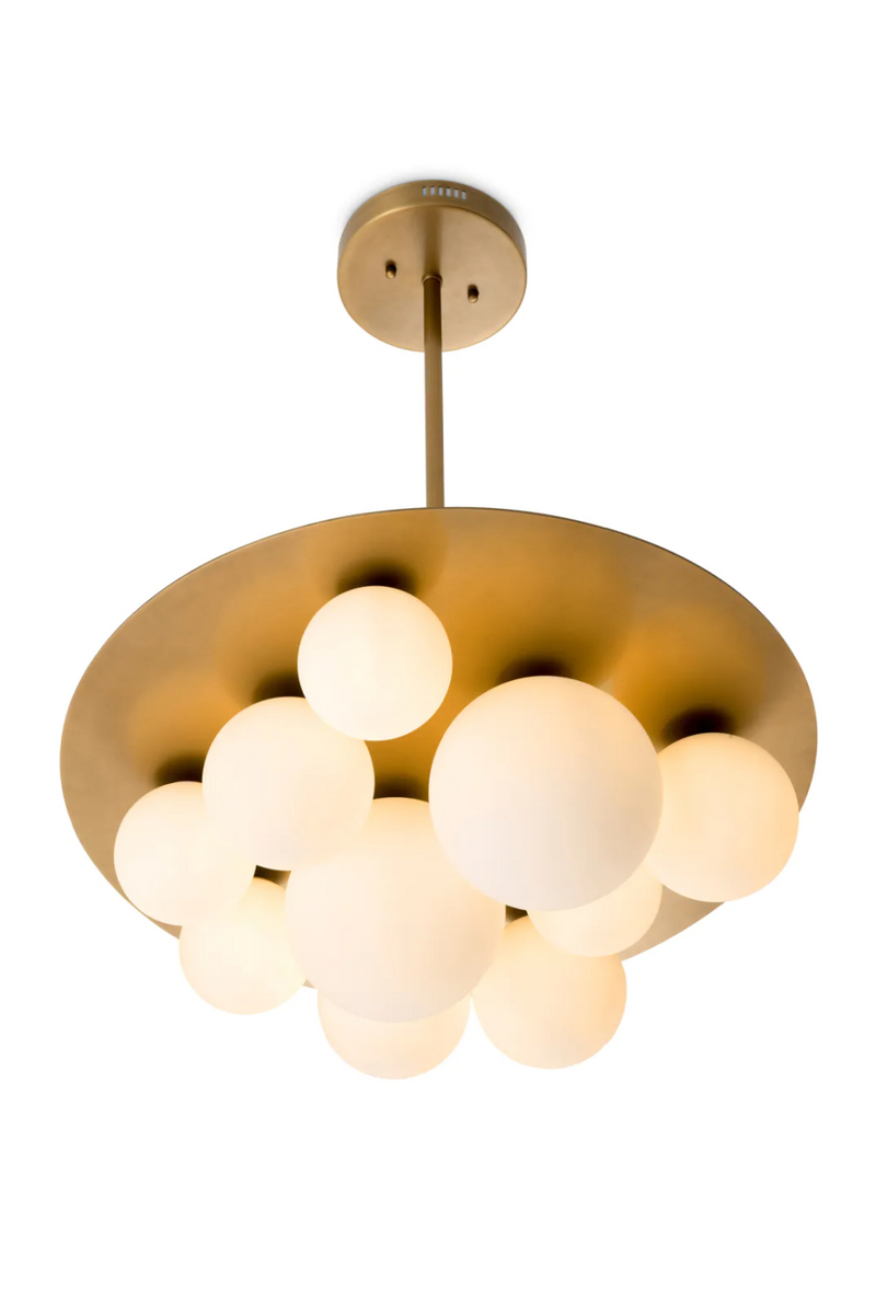 Lustre en laiton vieilli et verre blanc | Eichholtz Orsini | Meubleluxe.fr