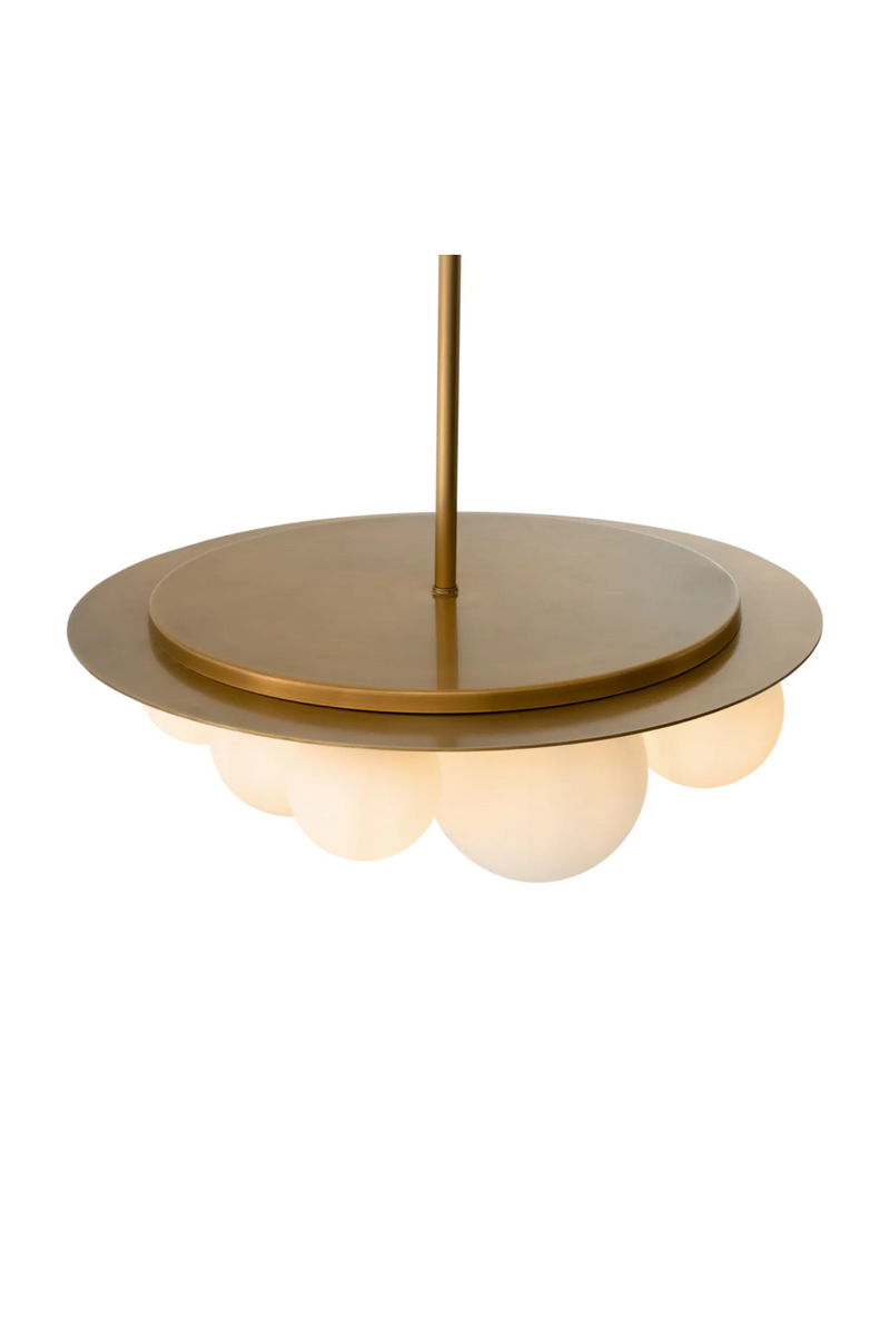 Lustre en laiton vieilli et verre blanc | Eichholtz Orsini | Meubleluxe.fr