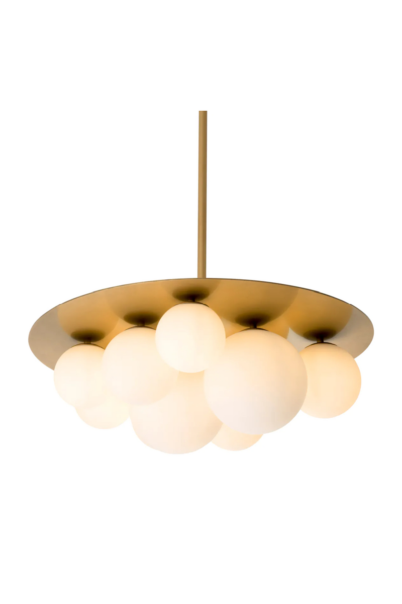 Lustre en laiton vieilli et verre blanc | Eichholtz Orsini | Meubleluxe.fr