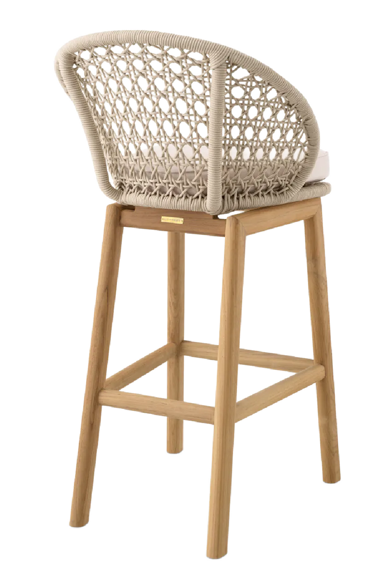 Tabouret de comptoir d'extérieur tressé crème | Eichholtz Trinity | OROA.fr