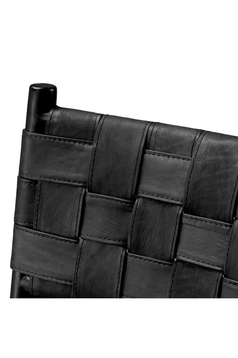 Chaise de salle a manger en cuir noir tresse | Eichholtz Tiberio