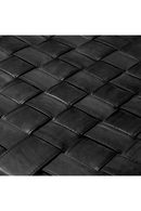 Fauteuil de salle a manger en cuir noir tresse | Eichholtz Tiberio | OROA.fr