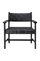 Chaise longue en cuir noir tresse | Eichholtz Tiberio | OROA.fr
