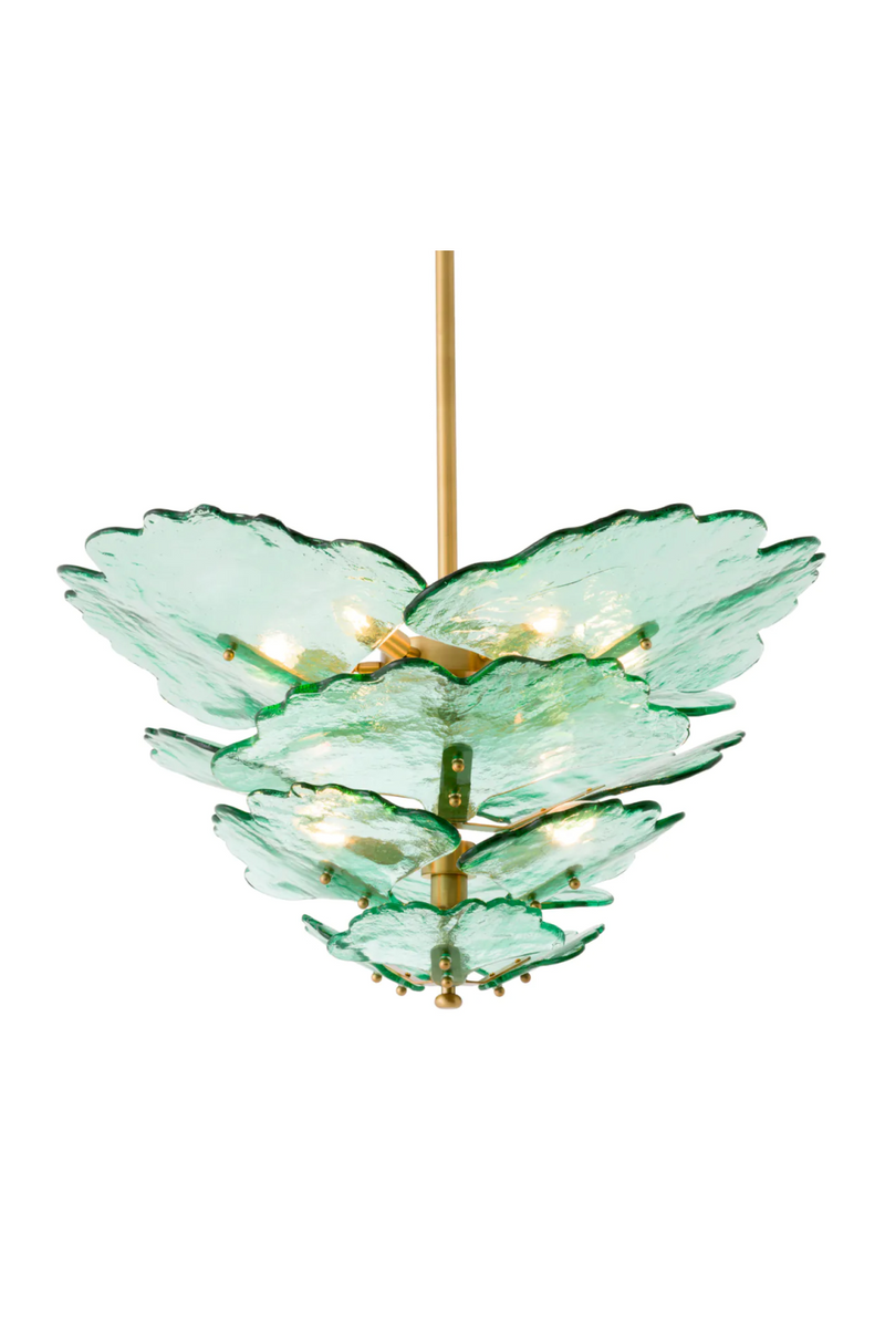 Lustre en laiton vieilli et verre vert | Eichholtz Florina | Meubleluxe.fr