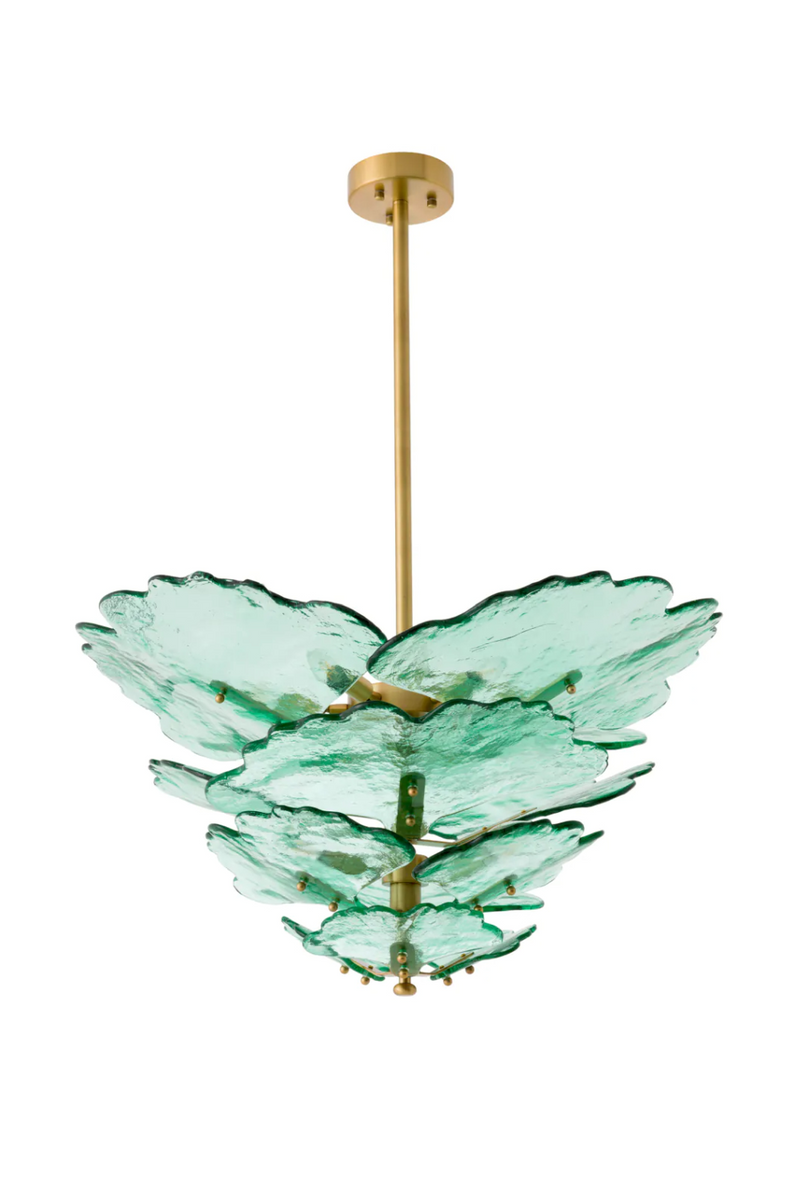 Lustre en laiton vieilli et verre vert | Eichholtz Florina | Meubleluxe.fr