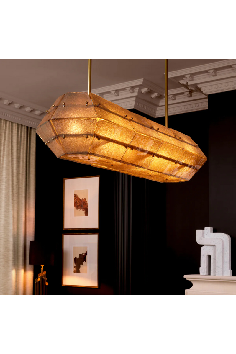 Lustre en laiton vieilli et verre fumé | Eichholtz Ferrucci | Meubleluxe.fr