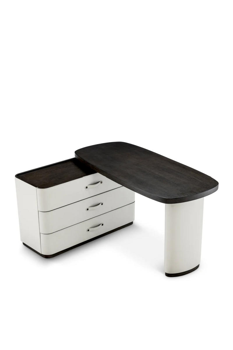 Bureau en cuir gris et bois moka | Eichholtz Numana | Meubleluxe.fr