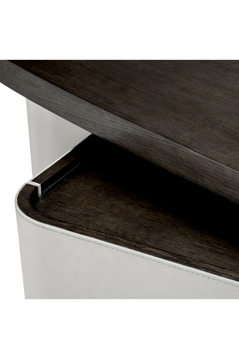 Bureau en cuir gris et bois moka | Eichholtz Numana | Meubleluxe.fr