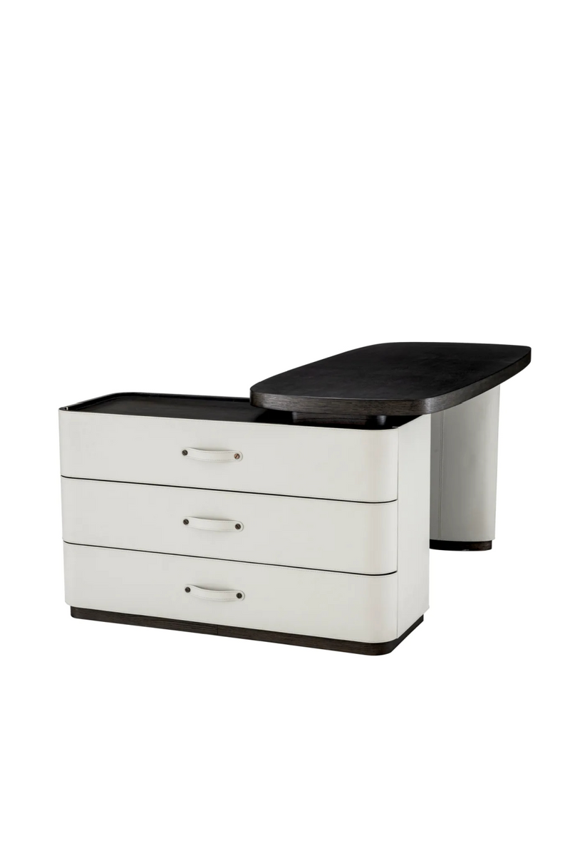 Bureau en cuir gris et bois moka | Eichholtz Numana | Meubleluxe.fr