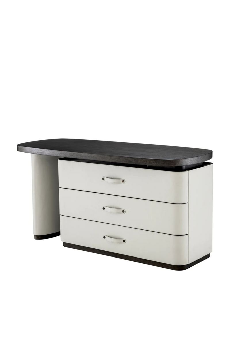 Bureau en cuir gris et bois moka | Eichholtz Numana | Meubleluxe.fr