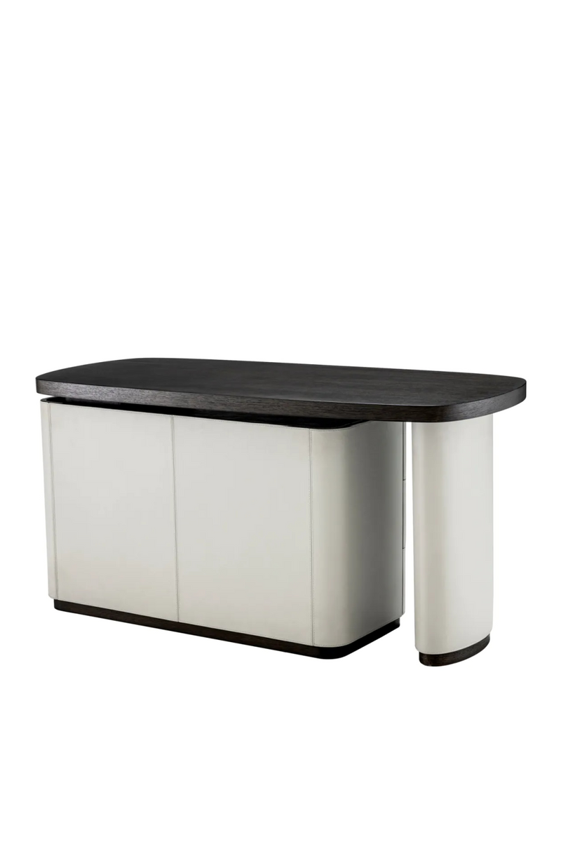 Bureau en cuir gris et bois moka | Eichholtz Numana | Meubleluxe.fr