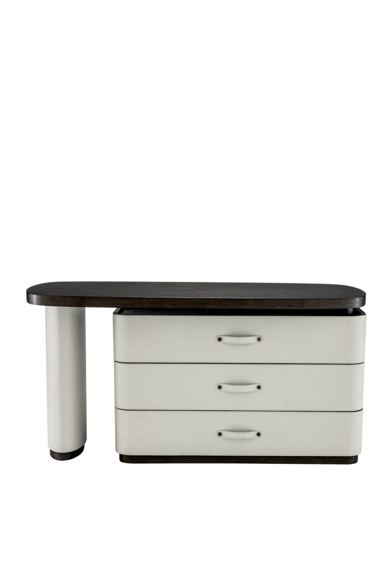 Bureau en cuir gris et bois moka | Eichholtz Numana | Meubleluxe.fr