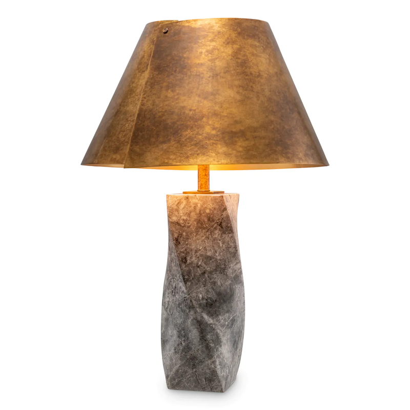 Lampe de table en laiton vieilli et en marbre gris | Eichholtz Camelia | Meubleluxe.fr