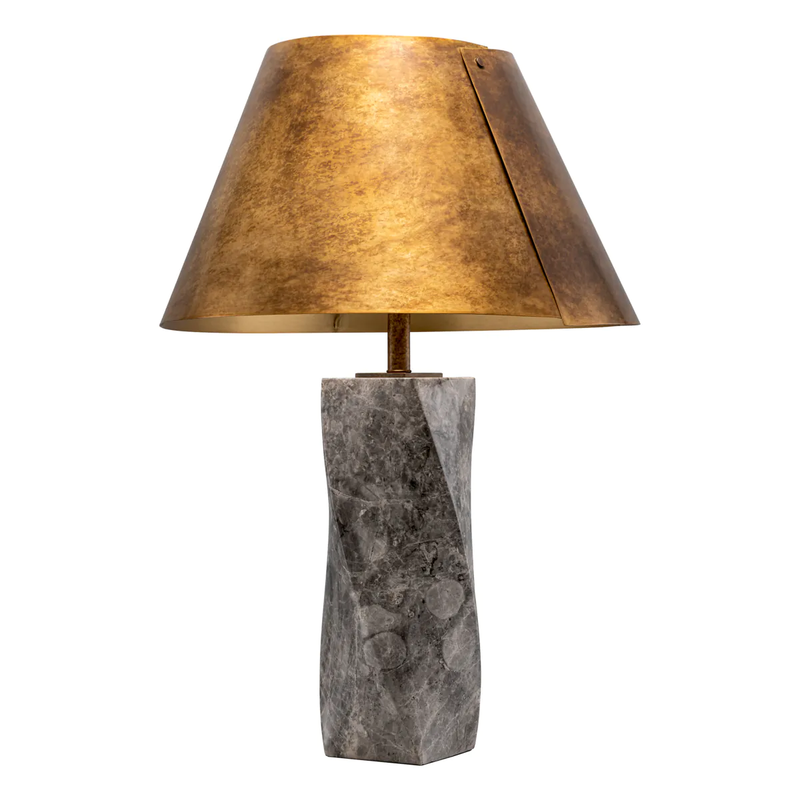 Lampe de table en laiton vieilli et en marbre gris | Eichholtz Camelia | Meubleluxe.fr