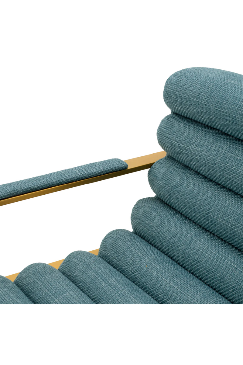 Chaise de bar en laiton brossé et en tissu bleu | Eichholtz Olsen | Meubleluxe.fr