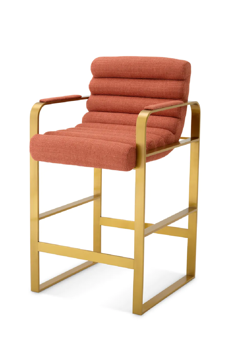 Chaise de comptoir en laiton brossé et en tissu orange | Eichholtz Olsen | Meubleluxe.fr