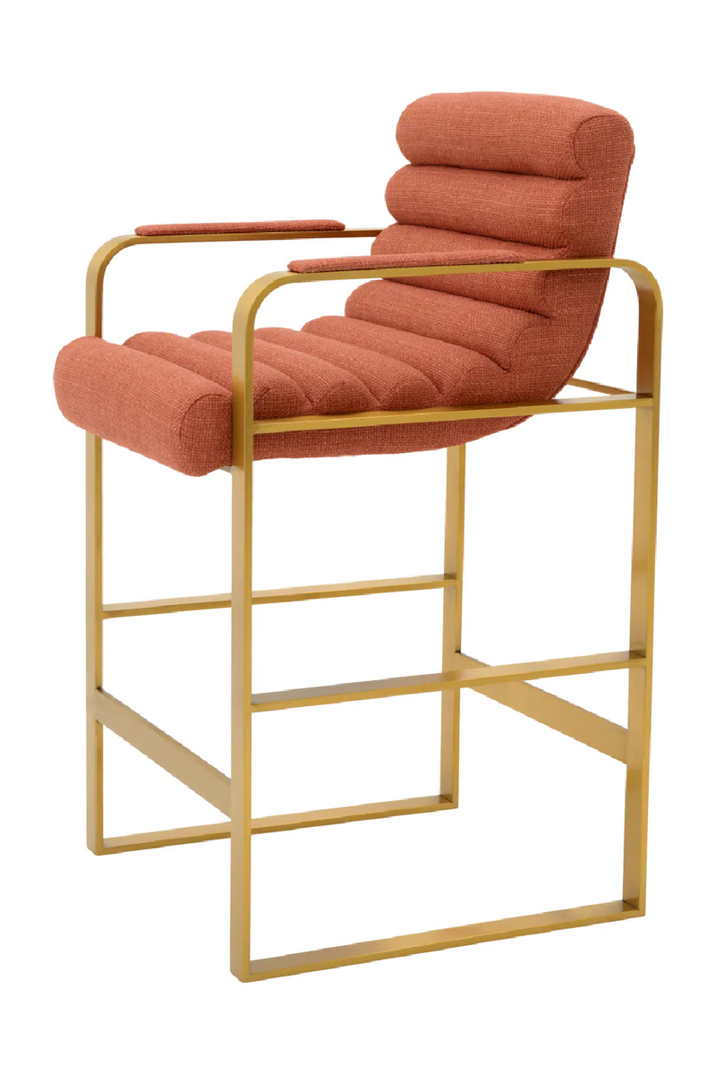 Chaise de comptoir en laiton brossé et en tissu orange | Eichholtz Olsen | Meubleluxe.fr