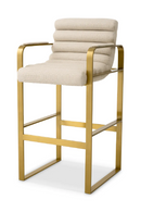 Chaise de bar en laiton brossé et en tissu sable | Eichholtz Olsen | Meubleluxe.fr